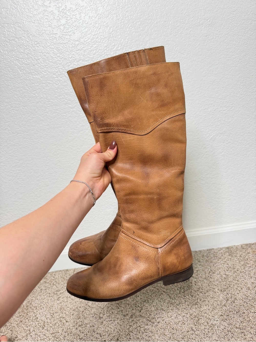 Luichiny Tall Leather Knee-High Boots in Cognac
